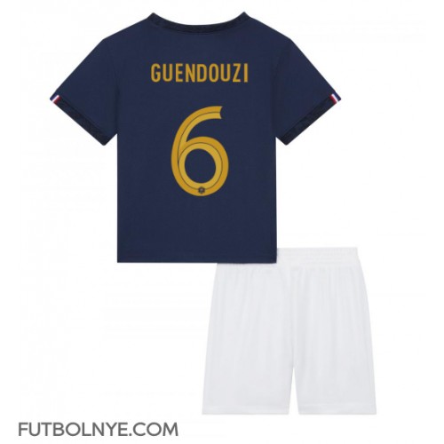 Camiseta Francia Matteo Guendouzi #6 Primera Equipación para niños Mundial 2022 manga corta (+ pantalones cortos)